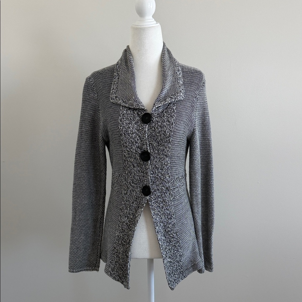 NIC+ ZOE Women's Gray Knit cardigan sweater size Medium - Picture 2 of 11